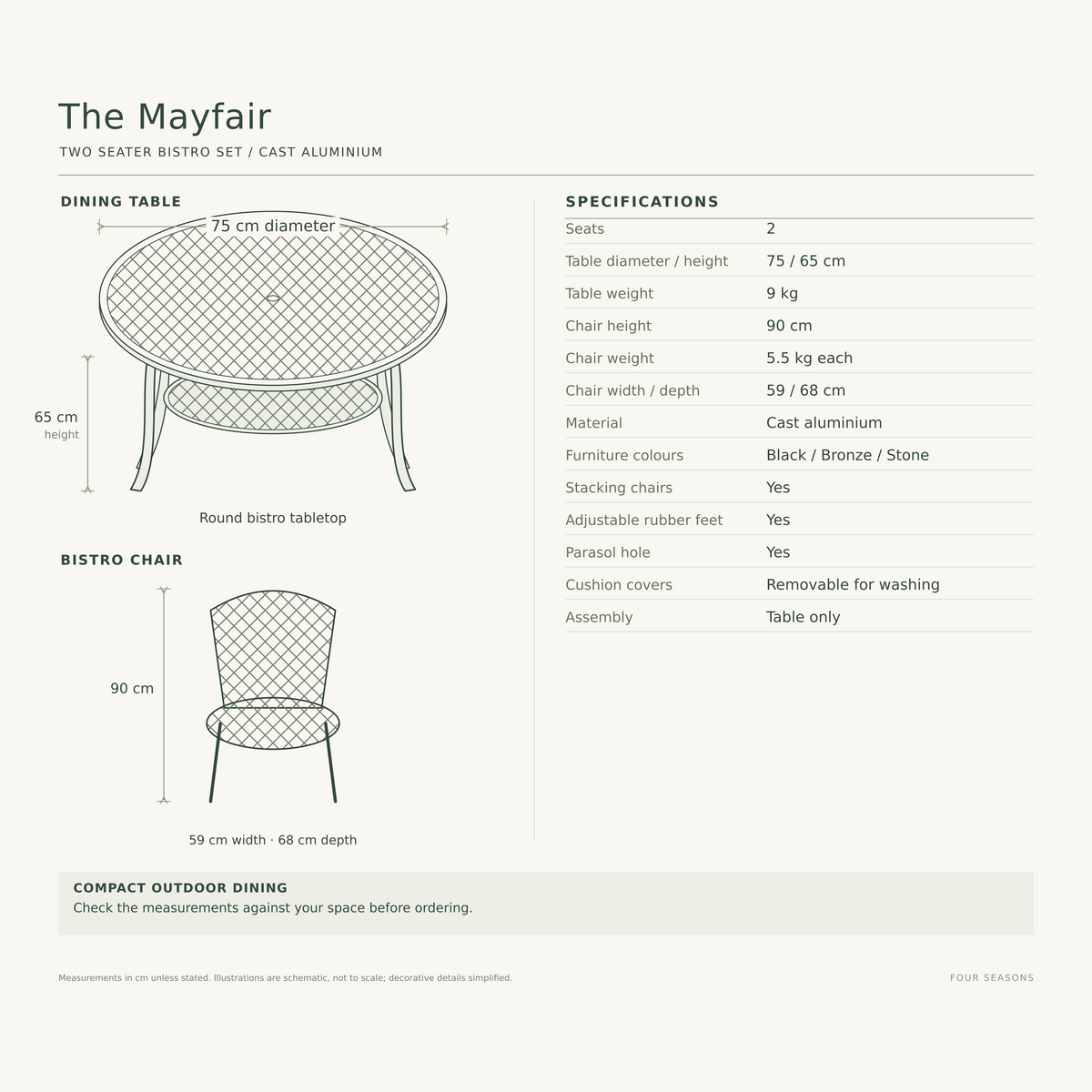 Mayfair • Premium Two-Seater Bistro Set