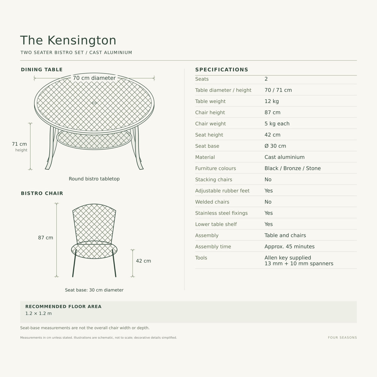 Kensington • Premium Two-Seater Bistro Set