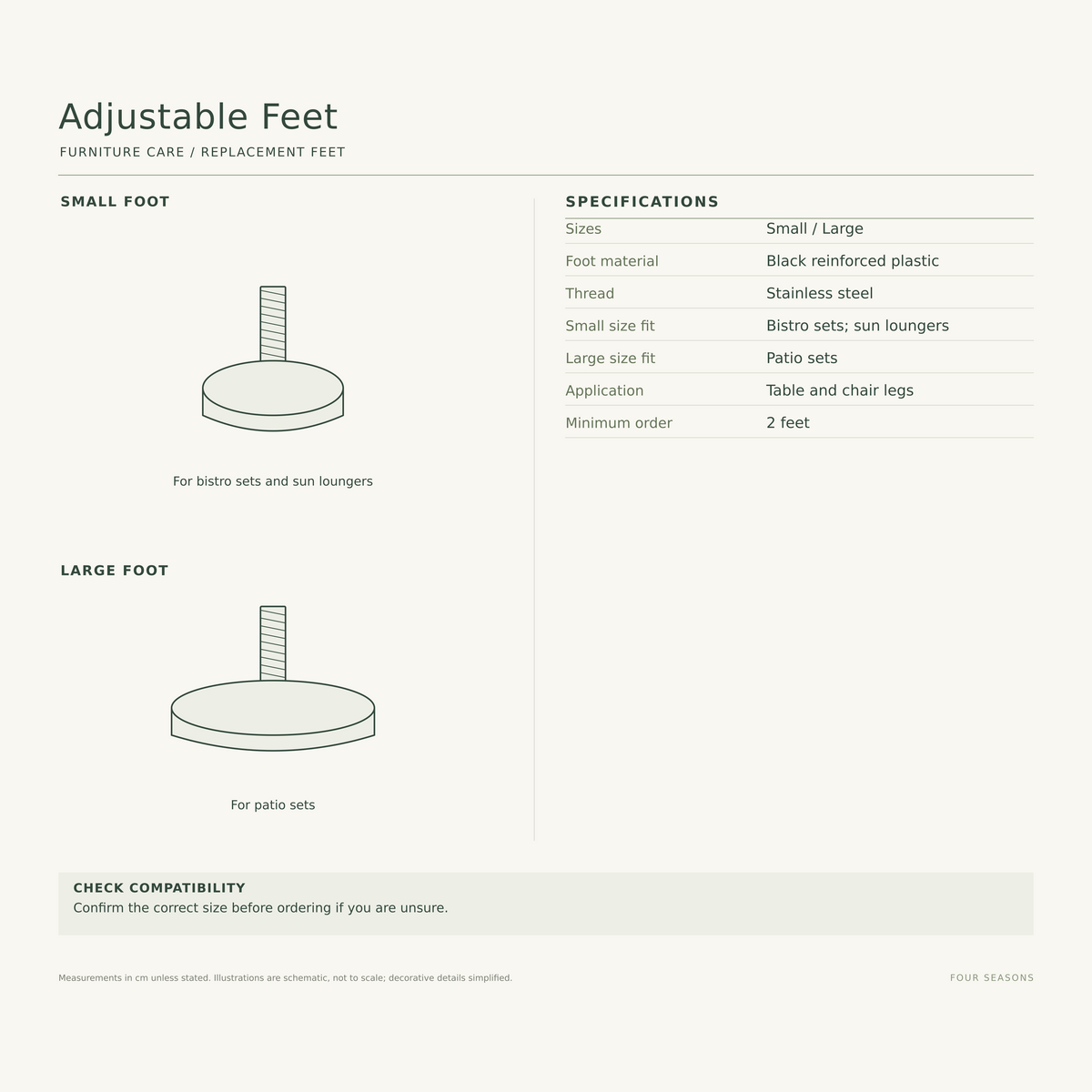 Replacement Adjustable Garden Furniture Feet