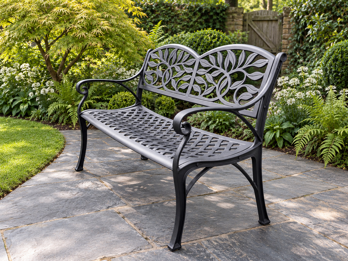 Leaf Cast Aluminium Garden Bench – Four Seasons Garden Furniture