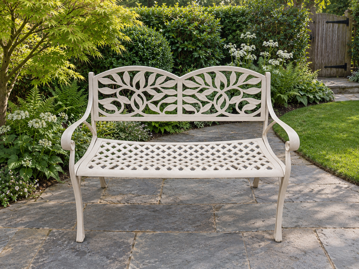 Leaf Cast Aluminium Garden Bench – Four Seasons Garden Furniture