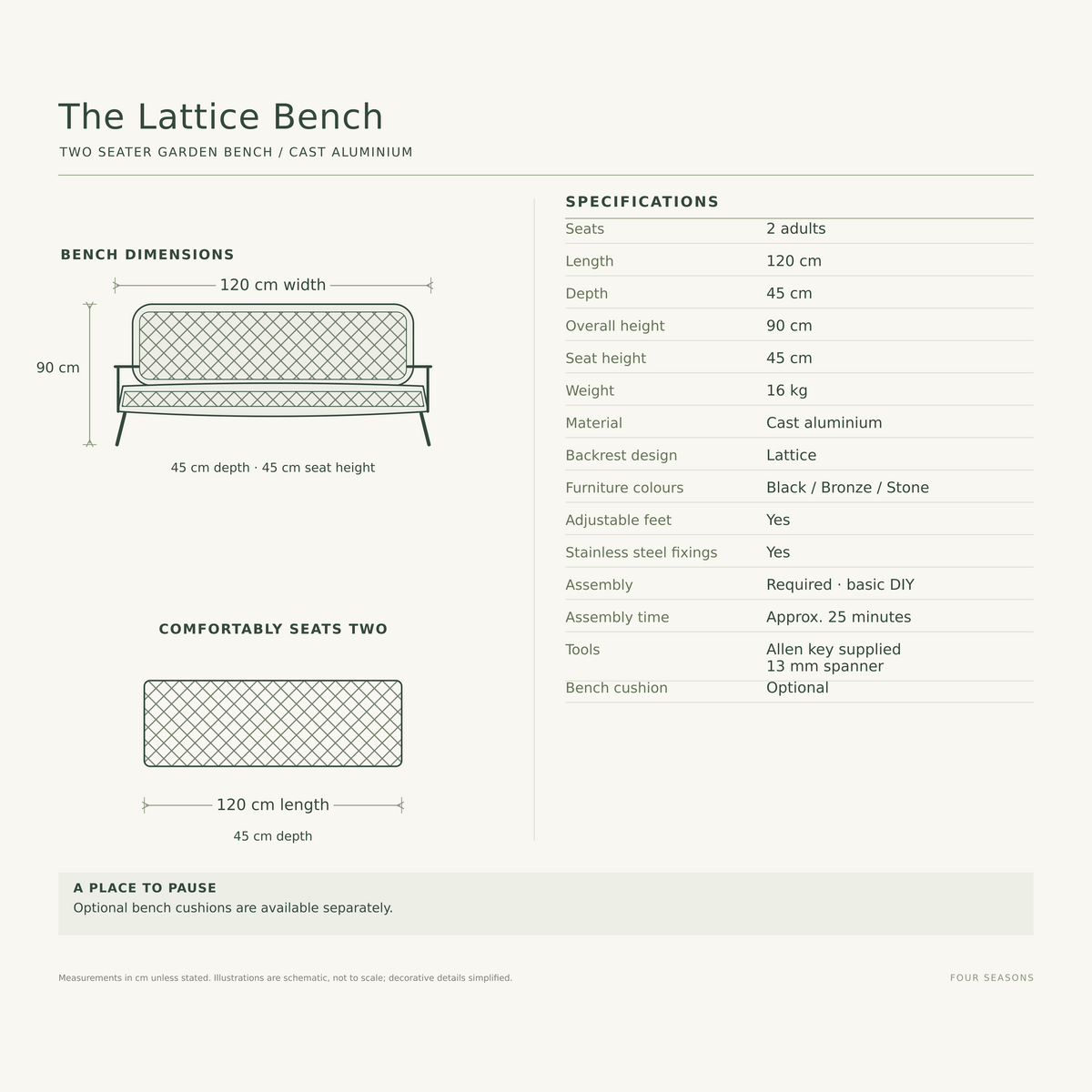 Lattice • Premium Two-Seater Garden Bench