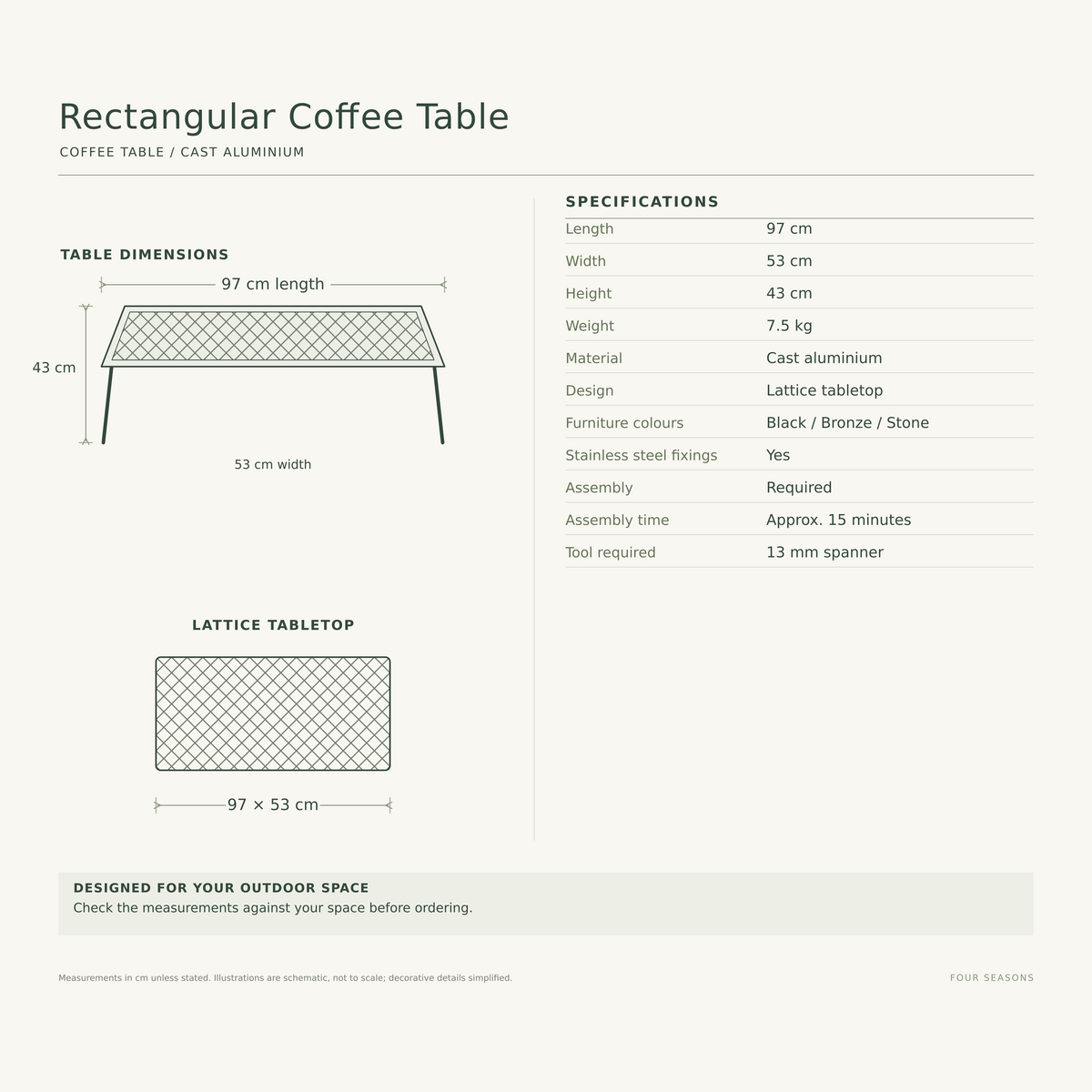 Elmsworth • Rectangular Garden Coffee Table