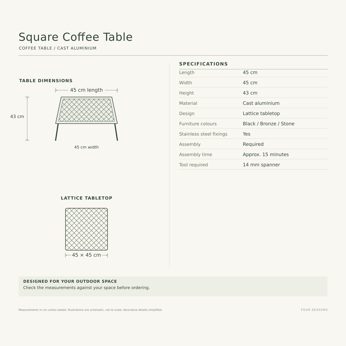 Elmsworth • Square Garden Coffee Table