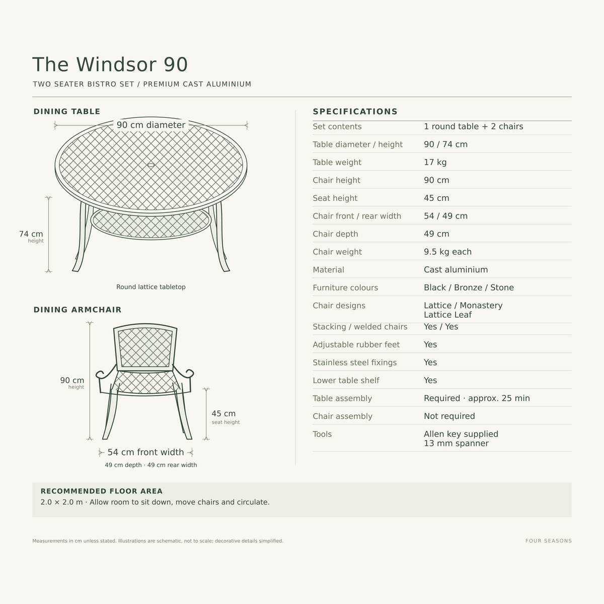 Windsor 90 • Premium Two-Seater Bistro Set